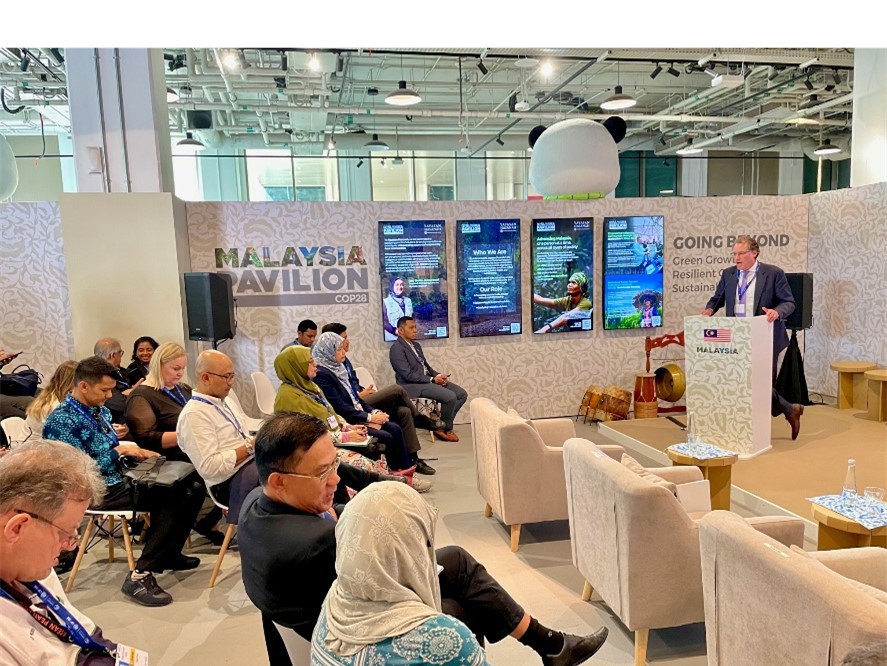 Jack Hurd, CEO, Tropical Forest Alliance speaks at the Malaysia Pavilion about the role of markets and biodiversity conservation in protecting nature